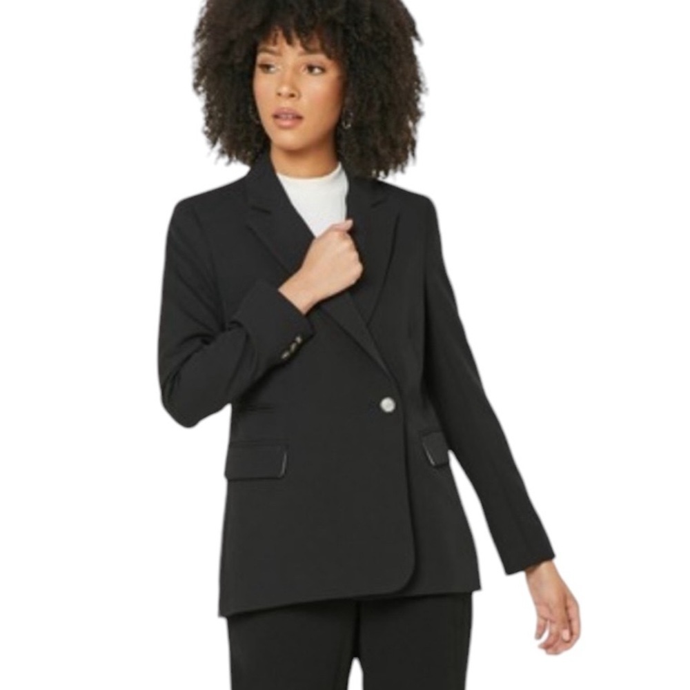 NEW TOPSHOP Black Side Button Tailored Blazer Jacket Size‎ 4